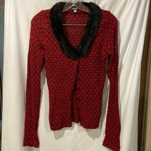 Soft rich red and black sweater